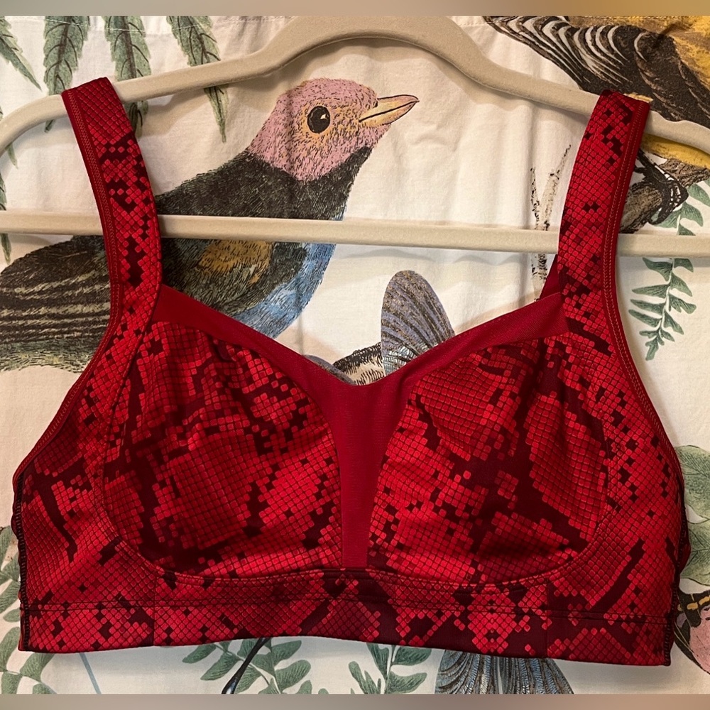 Lululemon Athletica Ta Ta Tamer Cranberry Red Patterned Sports Bra 36C